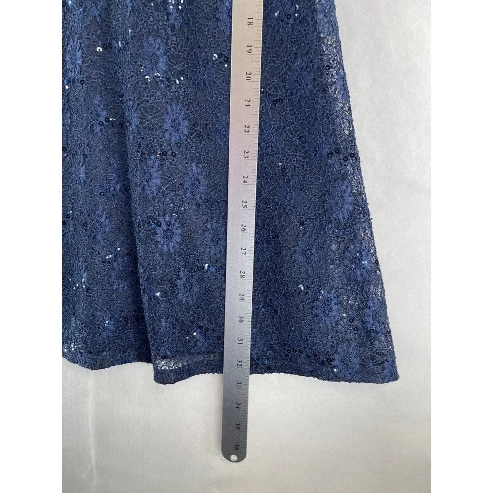 Sequin Hearts Mini Dress Womens Sz S A-Line Floral Lace Overlay Sleeveless Blue - Picture 10 of 10